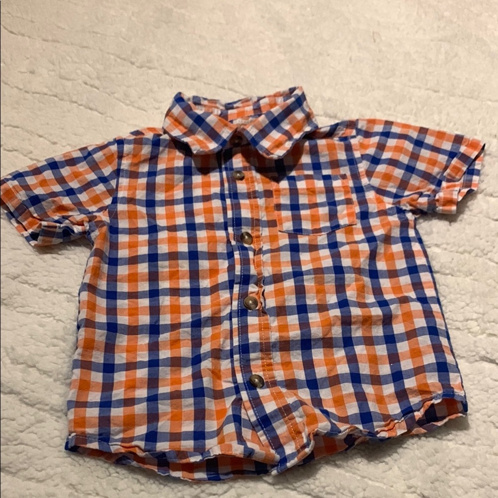Orange and Blue Plaid Kids Shirt